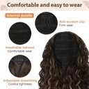 FLUFYMOOZ Ponytail Extension, 26 Inch Bohemian Style Drawstring Ponytail Hair Extensions for Women, Long Curly Wavy Ponytail Natural Synthetic Hairpiece for Women (26 Inch Chocolate Brown with Blonde Highlights)