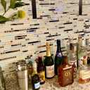 Glass Backsplash Tiles Mosaic Iridescent White 12 x 12 Inch for Kitchen Backsplash Bathroom Wall (5-Pack, 5 sq.ft.)