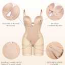 SHAPELLX Strapless Shapewear for Women Deep Plunge Corset Tummy Control Backless Bodysuit Mid Thigh Full Body Shaper (Beige, M)