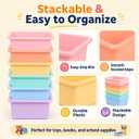 6 Pack Plastic Cubby Bins for Classroom Stackable Book Bins Plastic Classroom Cubby Organization Storage Containers Toy Storage Cubbies for Library School Office Home Nursery Playroom (Pastel)