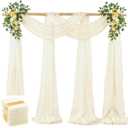 4 Panels Ivory Sheer Fabric for Draping, 30"x19FT Wedding Arch Drapes Tulle Curtains Backdrop, Ivory Chiffon Draping Panels for Wedding Ceremony Party Baby Shower Decorations, Photoshoot & Home Wall
