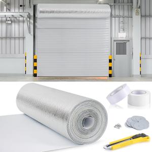 Tandefio Roll up Garage Door Insulation Kit for Cooling Metal Buildings White Reflective Foam Aluminum Foil Summer Barrier Warehouse Insulation Panels for 2 Doors 10'x10' or Large (40 in X 78.7 ft)