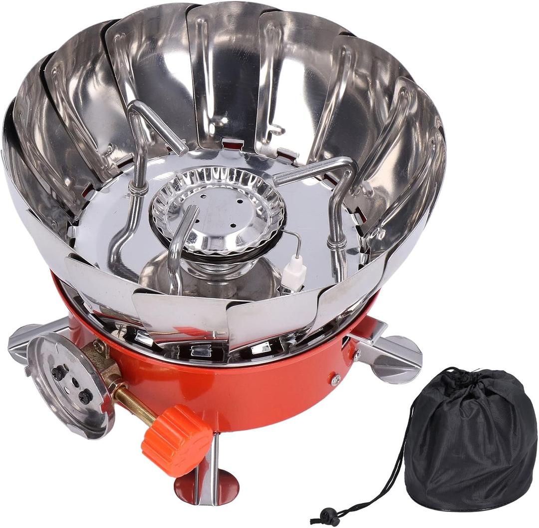 Camping Stove, Portable Gas Stove Foldable Stainless Steel Burning Backpacking Stove for Camping Picnic BBQ Backpacking Hiking Survival Emergency