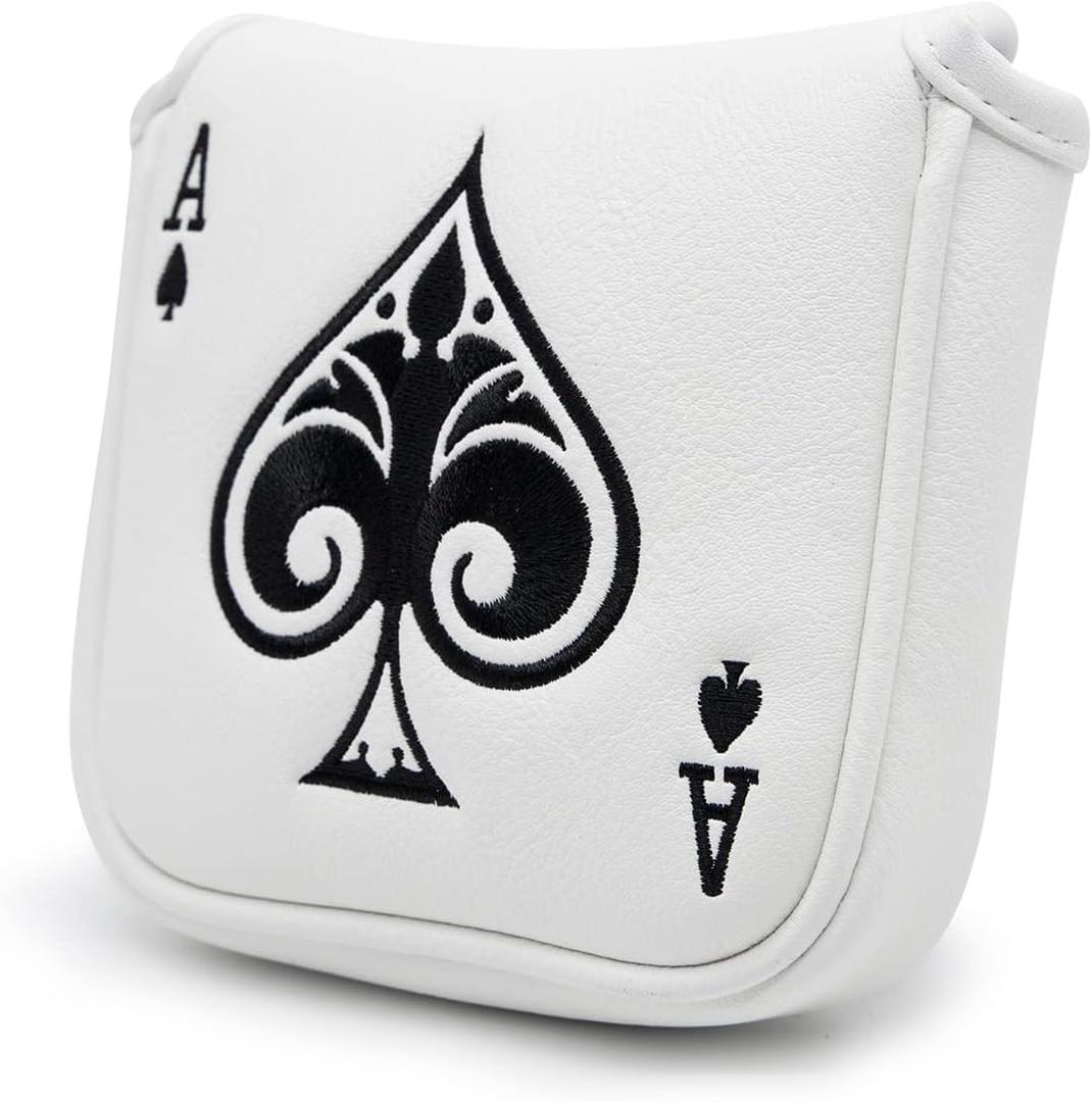 Golf Putter Cover Headcover Magnetic, Poker Ace Style Golf Club Head Cover, 4 Models Headcovers for Blade Half-Mallet Square Putters