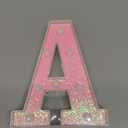 LED Letter Lights Pink Glitter Marquee Letters Light Up Alphabet Letters Sign Battery Powered for Home Party Decoration Night Bar Wedding Birthday Christmas Lamp Girls Gift - Letter A
