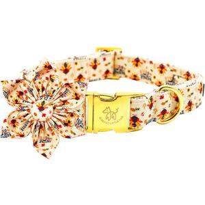 Elegant Little Tail Dog Collar with Thanksgiving Turkey Print, Flower Girl Boy Dog Collar for Large Dogs (Large (Pack of 1))