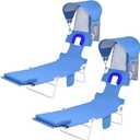 Backpack Beach Tanning Chair with Canopy Sun Shade & Face Hole, 6 Position Folding Lounge Sun Chair for Adults Outside Reading Sunbathing Poolside Camping Lawn, UPF 50+, 2 Pack, Patent Design (Royal Blue)