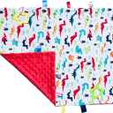 Big Tags Soft Red Dinosaur Blanket for Babies and Toddlers - Cute Security Taggy With Tags, 55x45CM/21.7x17.7INCHES