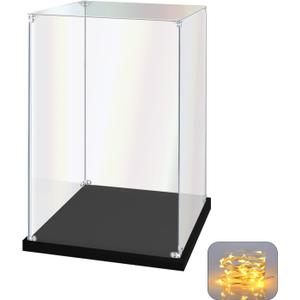 Acrylic Display Case for Collectibles Assemble Clear Acrylic Display Box for Lego Alternative Glass Case for Showcasing Figures Doll Toys Home Storage(6x6x10 inch, 15x15x25 cm)