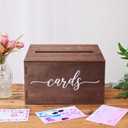 Wedding Card box with Slot - 11.5 IN Wooden Card Box for Wedding Reception Graduation Birthday Party Rustic Wedding Decor, DIY Wood Box for Cards Envelope Money-WCB001