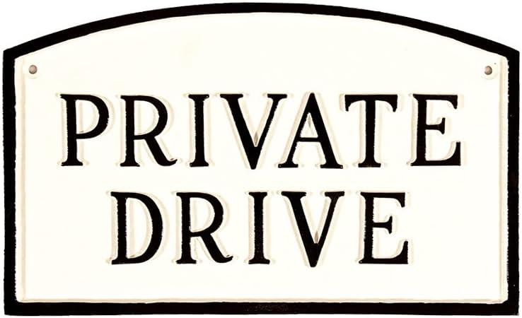 SP-12sm-WB Private Drive Arch Statement Plaque, Small, White and Black (5.5 x 9 in)
