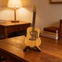 Wooden Guitar Pick Holder with Stand, Electric Guitar Styling Box with 3 Wood Picks, Storage Set for Guitar, Bass, Ukulele Players, guitar pick holder, guitar pick casebrown