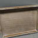 MAONAME Wood Serving Tray, Farmhouse Wooden Tray for Coffee Table, Rustic Rectangle Trays with Beads, Washed White Decorative Trays for Living Room, Kitchen, 15.7" X 11.8" X 1.57"