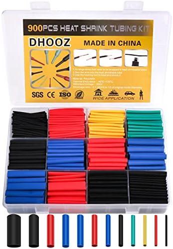 900 Pcs Wire Heat Shrink Tubing Kit, Industrial Heat-Shrink Tubing for Wires, 2:1 Marine Grade Heat Shrink Wrap, Premium Large Electrical Waterproof Heat Shrink Tape,12 Sizes 6Colored Assorted, DHOOZ