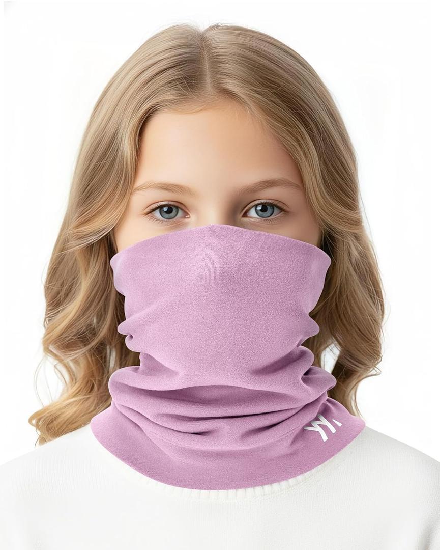 Winter Kids Neck Warmer, Warm Kids Scarf Soft Neck Gaiter, Windproof Face Cover Ski Mask for Boys Girls (Purple)