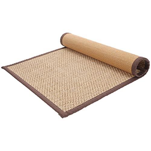 Bamboo Rug Seat Cushion Japanese Style Rattan Futon Sitting Pad Tatami Floor Pillow for Zen Garden Yoga Practice or Meditation Light Brown Japanese Tatami Mat