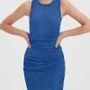 EXARUS Girls Bodycon Short Ruched Pencil Dresses Fitted Sleeveless Tank Crew Neck Casual Mini Dress 14Y