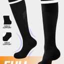 Hryrbay 4 Pairs Kids Cotton Soccer Socks Cushion Striped Baseball Uniform Boys World Cup Sock Toddler Girls Knee High Socks