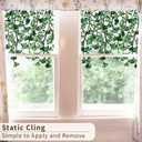 Original Hand Drawn Window Privacy Film, Double Sided Static Cling for Glass Window Green Ginkgo Cascade 22.83×51.18"