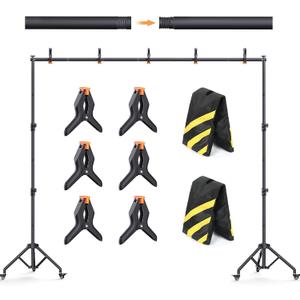 Backdrop Stand with Wheels 10x7.5Ft (WxH), Photo Backdrop Stand Easy to Move,Heavy Duty Back Drop Adjustable Stand for Parties,Banner Stand Photography and Video Studios