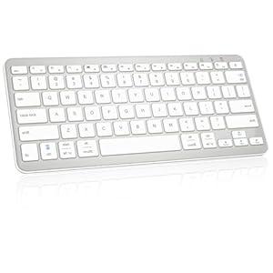 Bluetooth Keyboard, Ultra-Slim Wireless Keyboard for iPad, Rechargeable Ergonomic Computer Keyboard for iOS, Android, Windows PC Tablets Phone, White