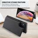 Bocasal Crossbody Wallet Case for iPhone X Xs Credit Card Holder PU Leather Kickstand Shockproof Detachable Cross Body Strap Lanyard Magnetic Closure 5.8 inch(Black)