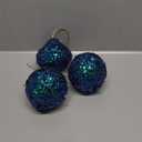 Briful 3.93'' Christmas Ball Ornaments Xmas Tree Decorations, Elegant Peacock Blue Christmas Ornaments for Home Decor Indoor Garland Holidays  Set of 3 Unique Designs