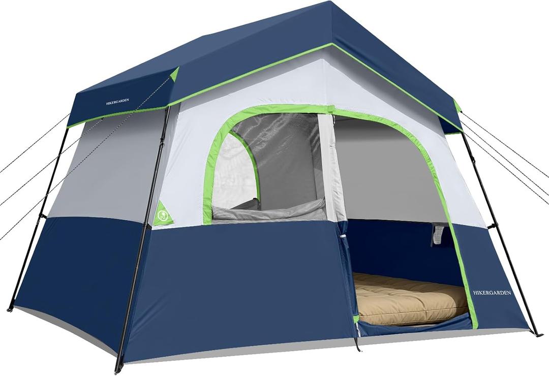 HIKERGARDEN 6-8 Person Camping Tent - Portable Family Cabin Tent for Camp, Windproof Fabric Camp Tent Outdoor for Hiking, Backpacking, Traveling