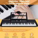 61 Keys Keyboard Piano,Electric Digital Piano,with Built-In Speaker Microphone,Piano Note Stickers,Sheet Music Stand and Power Supply,Portable Keyboard Piano for Beginners Girls Boys