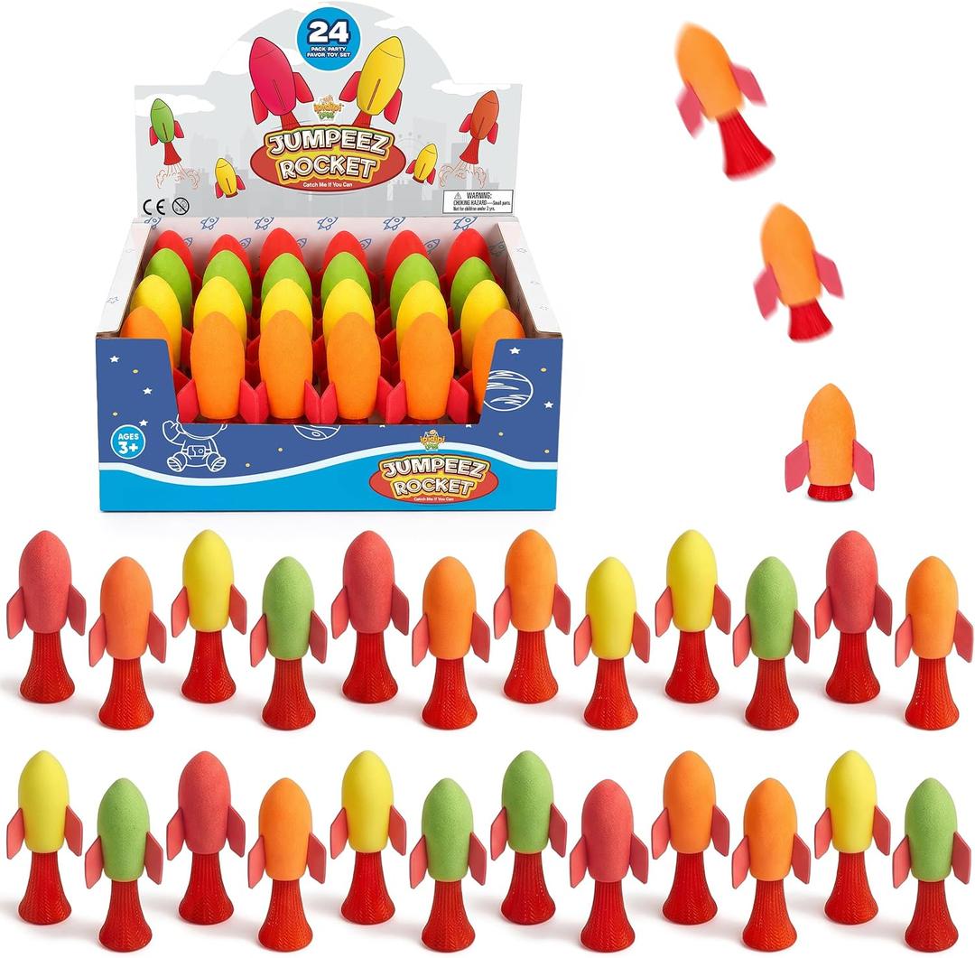 IPIDIPI TOYS Jumpeez Rocket Poppers – 24-Pack Classic Jumping Rockets