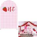Strawberry Arch Backdrop Stand Covers Baby Shower Kids Girls Pink Birthday Party Decorations Arches Background Fabric Cover Festa Parties Banquets Decor Props (2.6x6ft Cover,67one)