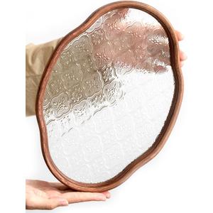 IwaiLoft Glass Serving Tray with The Crabapple Pattern Glass and Walnut for Kitchen Countertop Home Decor for Coffee Table, Also Suitable for Tea Coffee Decorative Trays (Clear,11.4" x 7.8" x 1")