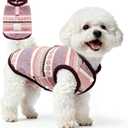Fair Isle Dog Coat Vest for Small Breed Dogs, Winter Fleece Lined Boy Girl Dog Clothes with D-Ring, Cozy Nordic Snowflake Pattern Jacket for Cold Weather Pet Puppy Cats Outfits(Red,Small)