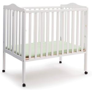 Delta Children Folding Portable Mini Baby Crib with 1.5-inch Mattress - Greenguard Gold Certified, White
