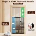 54"-87" Height Adjustable Extra Tall Cat Gate for Doorway, 27.1"-42" Extra Wide Pet Gate with Cat Door & Extension Kits, Pressure Mounted Dog Cat Barrier for Indoor Stairs, Studio, Kitchen (Black)