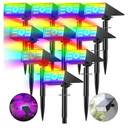 Solar Color Changing RGB Spot Lights Outdoor, 10 Pack/7 Lighting Modes Multicolor Outdoor Lights for Yard Waterproof IP68, Halloween Christmas Solar Landscape Powered Lights Garden Pathway