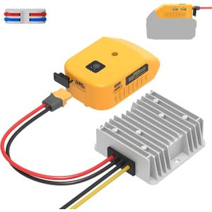 20V to 12V Step Down Converter Compatible with DeWalt 20V Battery Adapter & New Upgrade USB Charger Adapter, DC 12V Resistive Loads 20A 240W Buck Converter Regulator (1-Pack)