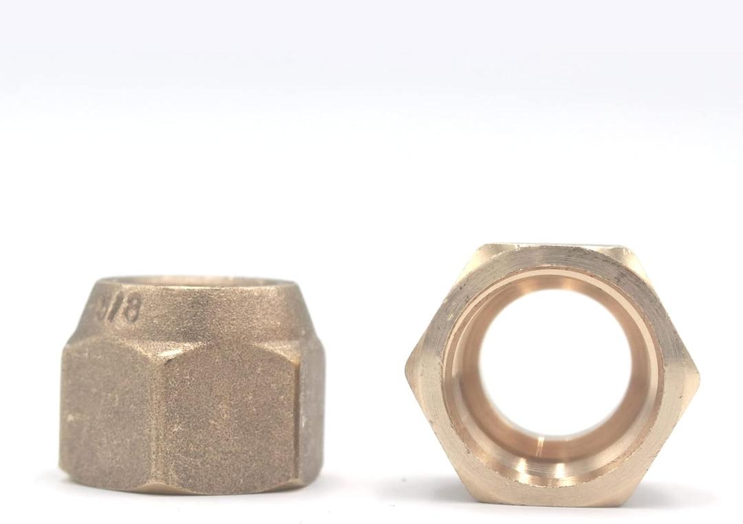 HANSUM 5/8 Swivel Female Male Union Flare Nut Mini Split Adapter SAE 45 Degree Flares Fitting Brass Cap for Line Set Tube Connector Compression Fitting Metal Coupling Copper Pipe (5/8,2packs)