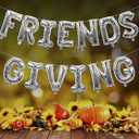Friendsgiving Decorations Silver Foil Letter 16 Inches Tall Balloons Banner Thanksgiving Friends Party Backdrop