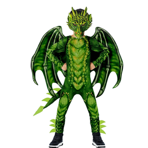 Morph Green Dragon Costume for Kids, Dragon Wing Costume for Boys, Halloween Dress-Up, Fun Outfit