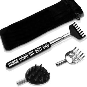 MAMAGIFTREE Christmas Hands Down The Best Dad | Funny & Practical Gifts for Fathers Day, Birthday or Retirement for Dad from Son, Daughter or Wife  Extendable Metal Back Scratcher with Soft Grip