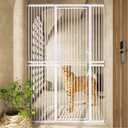 74.8" Extra Tall pet Gate,29.5-51.6" Wide cat gate for Doorway Pet Gate with Cat Doors NO Drilling Pressure Mount Kit for Cats and Dogs Indoor Doorways liveing Room BedroomWhite
