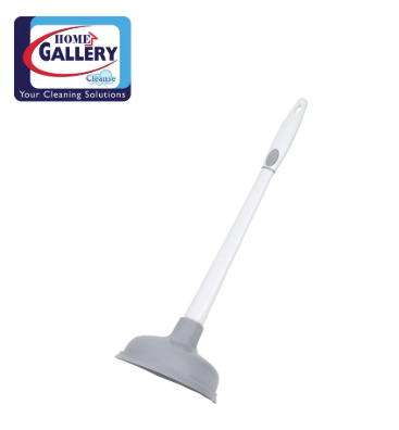 uxcell Plastic Handle Rubber Suction Cup Toilet Plunger Cleaning Tool Gray