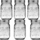 Ball Regular Mouth Mason Jars 16 oz - 6 Pack - Sure-Tight Lids - BPA Free - Freezer Safe - Ideal for Canning, Pickling, Fermenting, Storage + M.E.M Rubber Jar Opener