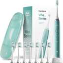Aquasonic Vibe Series Ultra-Whitening Toothbrush  ADA Accepted Power Toothbrush - 8 Brush Heads & Travel Case  40,000 VPM Motor & Wireless Charging - 4 Modes w Smart Timer  Mint Green Metallic