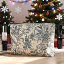 Vintage Chinoiserie Floral Makeup Bag Gifts for Women, Blue and White Floral Cosmetic Bag, Grandmillennial Toile de Jouy Aesthetic Zipper Makeup Pouch Travel Toiletry Bags