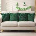 Vermeyen St Patricks Day Pillow Covers 18 x 18 inch Set of 2 3D Embroidered Shamrock Pillow Soft Plush Faux Fur St Patricks Day Decorations for SOFE Bedding Holiday