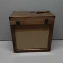 Vinyl Record Storage Box with Acrylic Display Window, Wooden Vinyl Record Box Holds Up to 35 LP Albums, Velvet Lined 12 Inch Vinyl Record Storage Box with Handle & Latches, (Carbonized black)