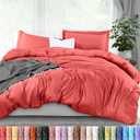 Utopia Bedding Duvet Cover Queen Size - 3 Piece with Zipper Closure - 1 Comforter Cover 90X90 Inches & 2 Pillow Shams 20X26 Inches (Coral) Comforter Not Included