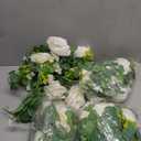 Dolicer 4Pcs 26Ft Artificial Eucalyptus Garlands with Flowers - 8 Roses, Faux Floral Greenery Garlands Fake Flowers Vines for Wedding Table Centerpieces Arch Party Ceremony Backdrop Decor (White)